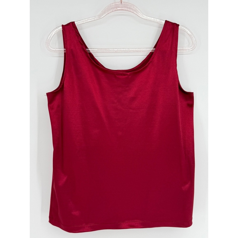 Cantos Red Sz L Sleeveless‎ Tank Top Scoop Neck Casual Layering Basic Vintage